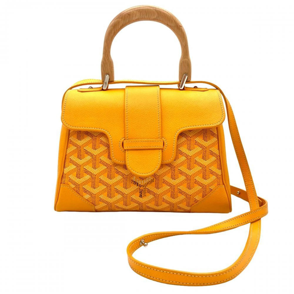 Goyard Saigon Mini Soft Bag, 2-Way Shoulder Calfskin, Yellow, Silver Hardware...